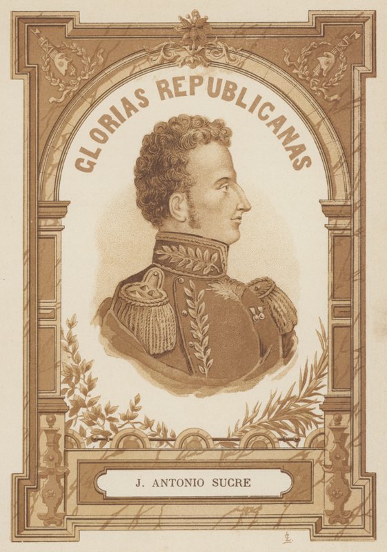 Antonio Jose de Sucre, venezuelansk politisk och militär ledare av Spanish School