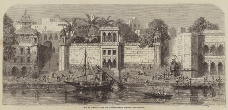 Utsikt över Benares, från Ganges av A. Soltykoff