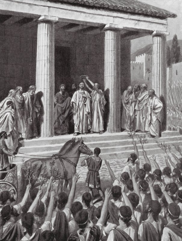 Themistokles hedrad i Sparta (litografi) av A.C. Weatherstone