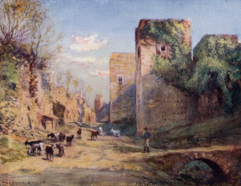 Granada, Infantas torn (färg litho) av A. Trevor Haddon