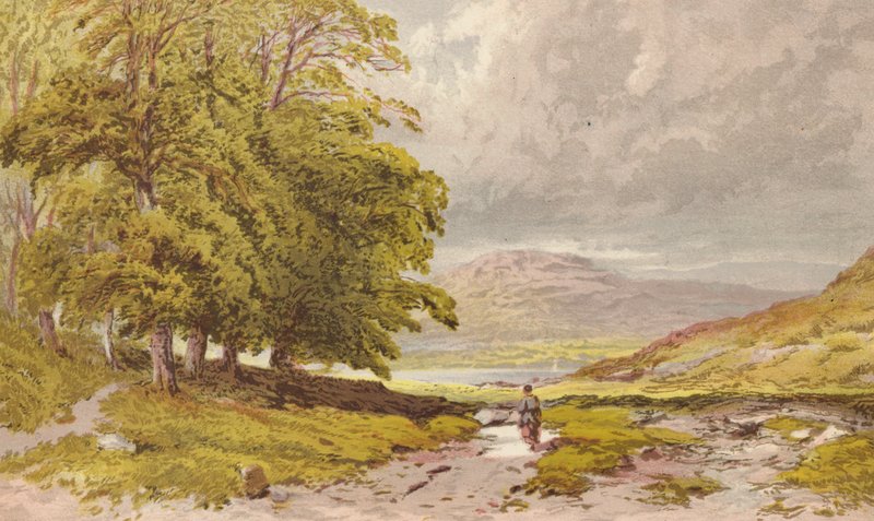 Första bilden av Grasmere från Keswick Road (chromolitho) av Aaron Edwin Penley