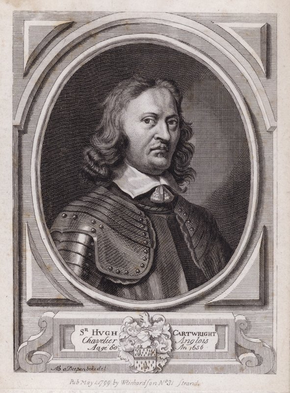 Sir Hugh Cartwright, engelsk royalistsoldat från inbördeskriget (gravyr) av Abraham Jansz. van Diepenbeeck