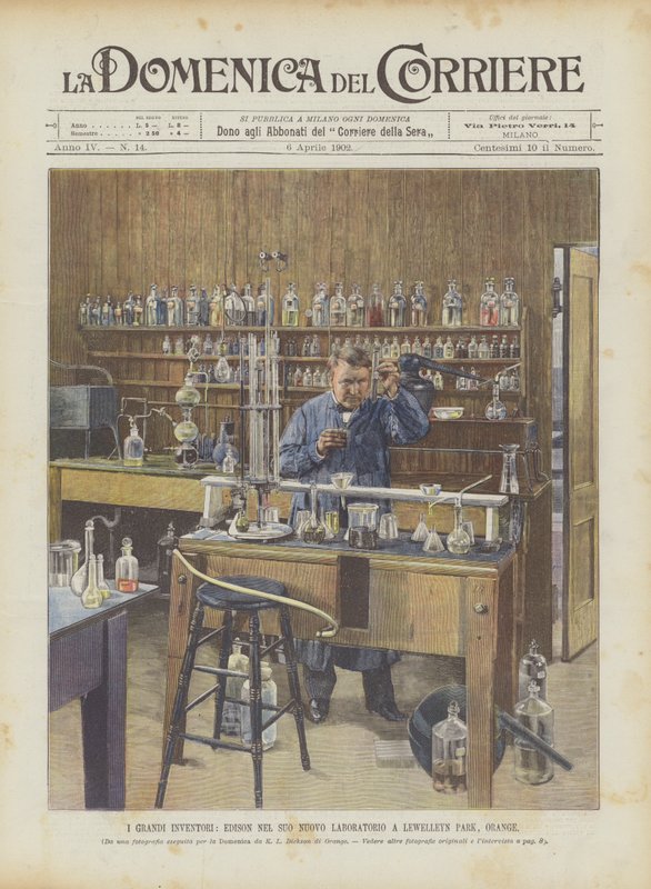 De stora uppfinnarna, Edison i sitt nya laboratorium i Lewelleyn Park, Orange av Achille Beltrame