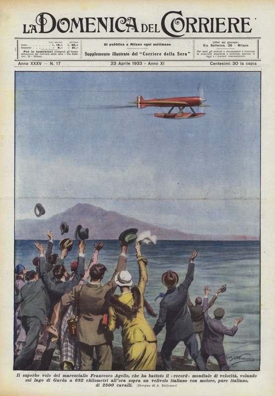 Marskalken Francesco Agellos fantastiska flygning, som slog världshastighetsrekordet? av Achille Beltrame