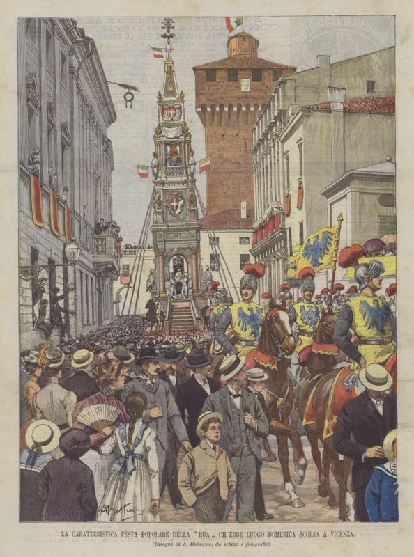 Den karakteristiska populära festivalen på Rua ChEbbe Place förra söndagen i Vicenza av Achille Beltrame