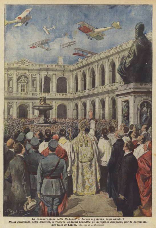 Invigningen av Madonnan av Loreto som beskyddare av flygare av Achille Beltrame