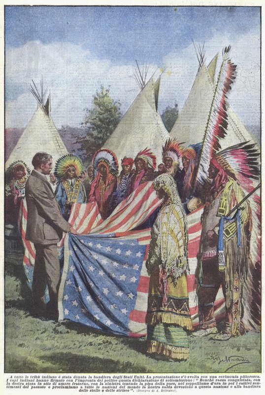 Alla indianstammar har fått USA:s flagga av Achille Beltrame