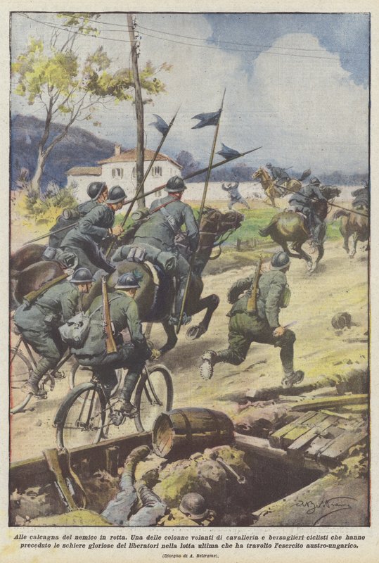 I hälarna på fienden på väg av Achille Beltrame