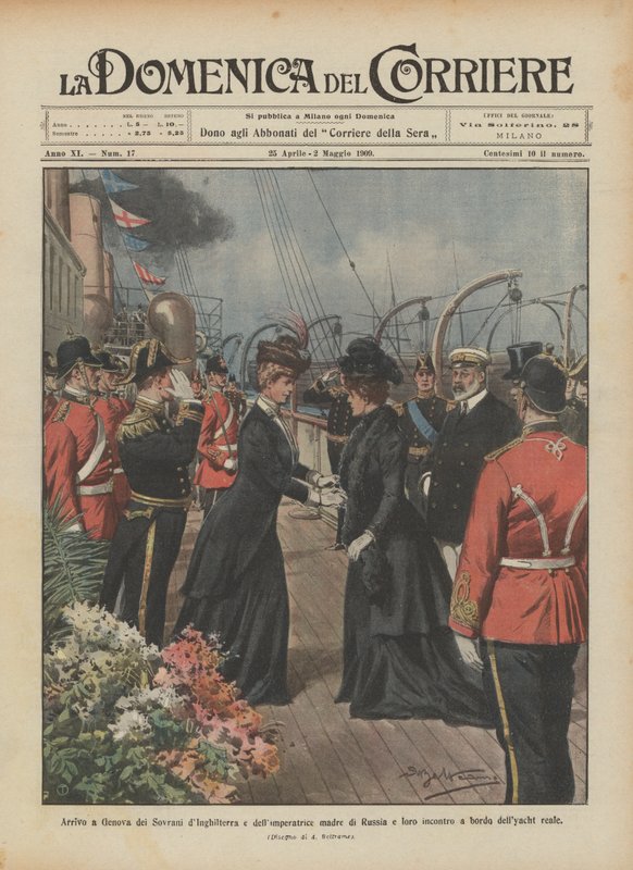 Ankomst till Genua av Englands suveräner och Rysslands kejsarinna moder och träffa dem? av Achille Beltrame