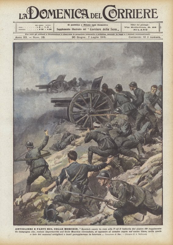 Gunners Och Infanterister På Moschin Hill av Achille Beltrame