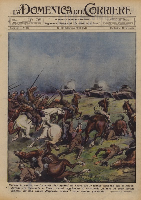 Kavalleri mot stridsvagnar av Achille Beltrame