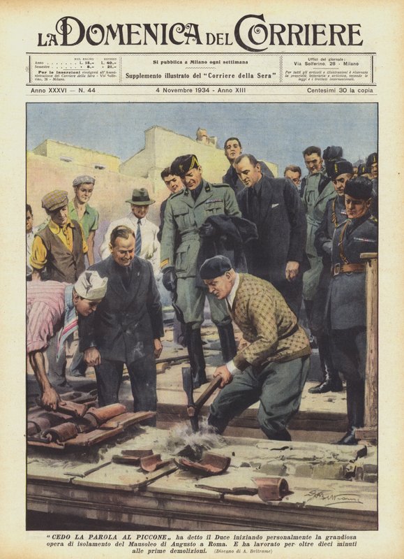 Jag ger ordet till hackan sa Duce personligen börjar det storslagna arbetet? av Achille Beltrame