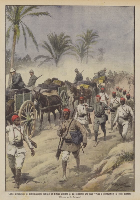 Hur sker militär kommunikation i Libyen, en försörjningskolonn som bär mat? av Achille Beltrame
