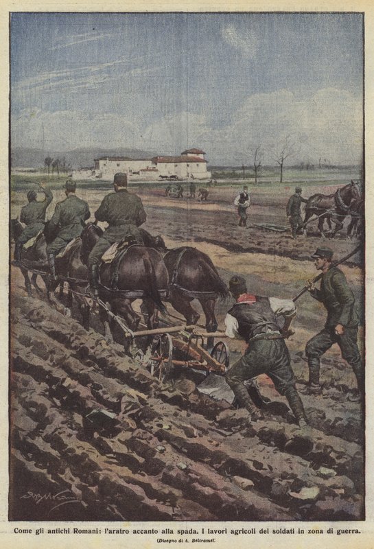 Liksom de gamla romarna, svärdet bredvid svärdet av Achille Beltrame