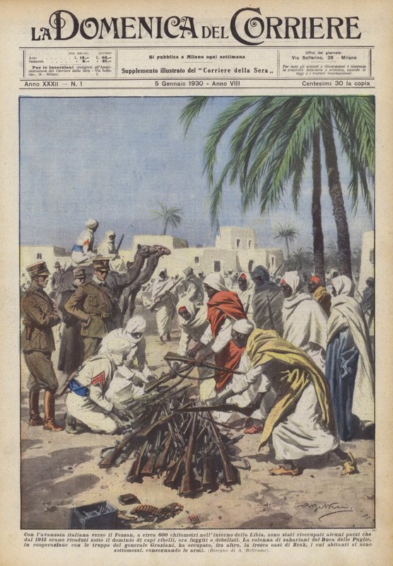 Med den italienska framryckningen mot Fezzan, cirka 600 kilometer i Libyens inland? av Achille Beltrame