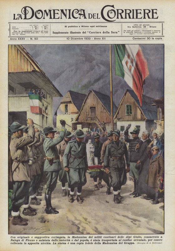 Med en originell och suggestiv ceremoni, Madonnina för gränssoldaterna i de Julianska Alperna? av Achille Beltrame