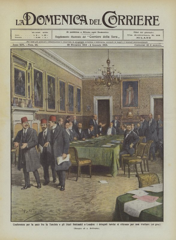 Fredskonferens mellan Turkiet och Balkanstaterna i London, de turkiska delegaterna? av Achille Beltrame