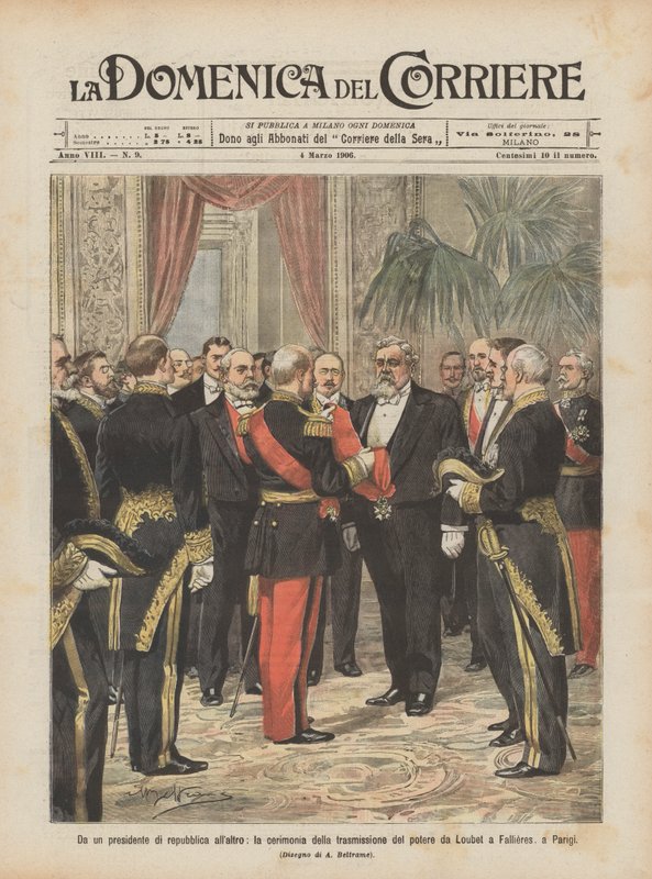 Från en president i republiken till en annan, ceremonin för överföring av makt från Loubet? av Achille Beltrame