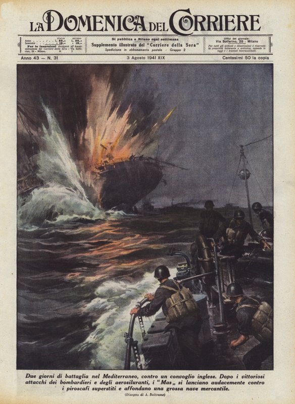 Två dagars strid i Medelhavet, mot en engelsk konvoj av Achille Beltrame