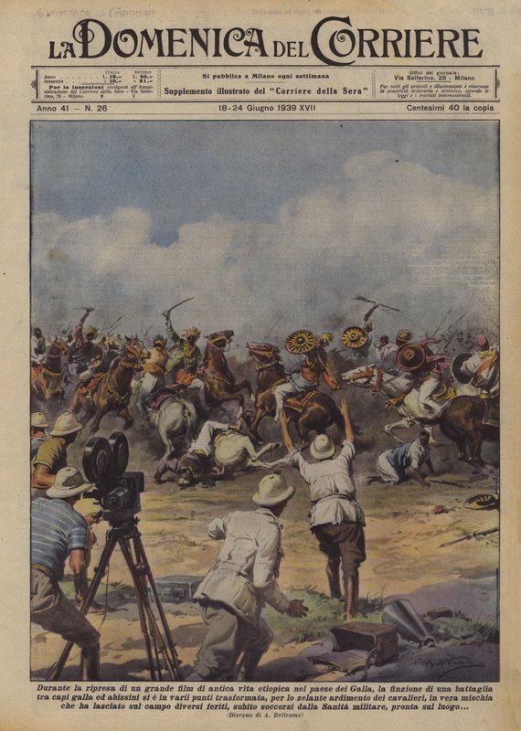 Medan du spelar in en fantastisk film om det forntida etiopiska livet i Gallas land, fiktion? av Achille Beltrame