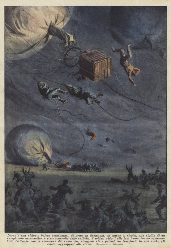 Under en våldsam storm som bröt ut i Tyskland på natten, ett fält av sfäriska? av Achille Beltrame