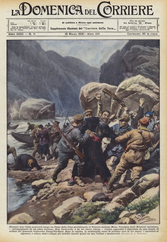 Under ett pastoralt besök längs en flod i södra Kina, den italienske biskopen Mons? av Achille Beltrame