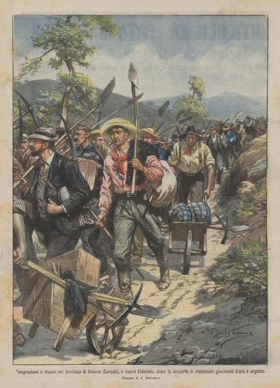 Massemigration till territoriet Ontario (Kanada), det nya Eldorado, efter upptäckten? av Achille Beltrame