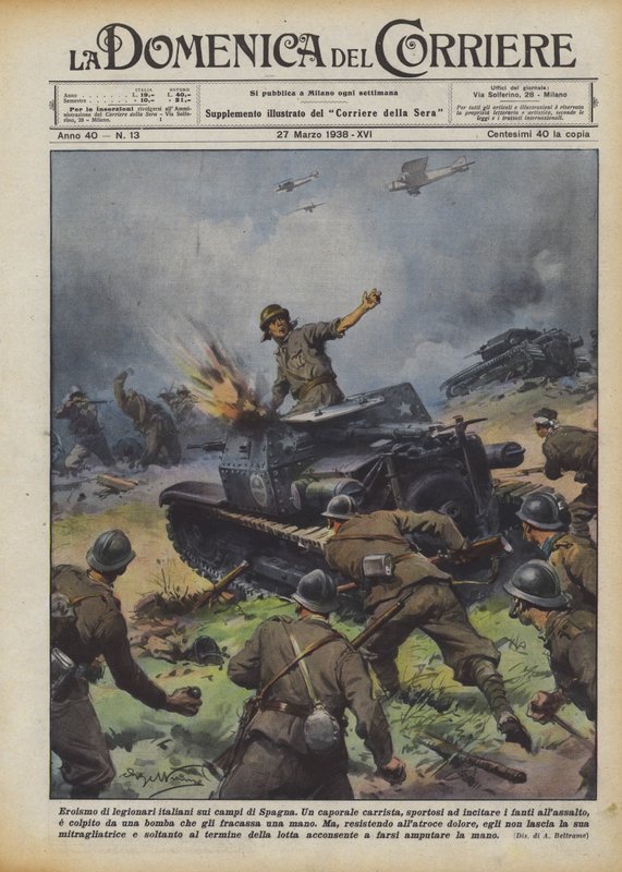 Italienska legionärers hjältemod på fälten i Spanien av Achille Beltrame