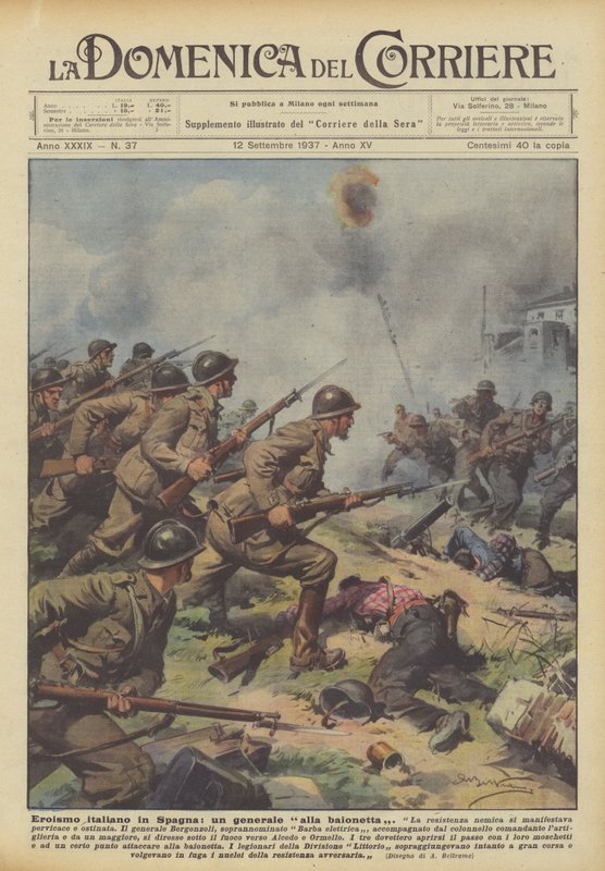 Italienskt hjältemod i Spanien, en bajonettgeneral av Achille Beltrame