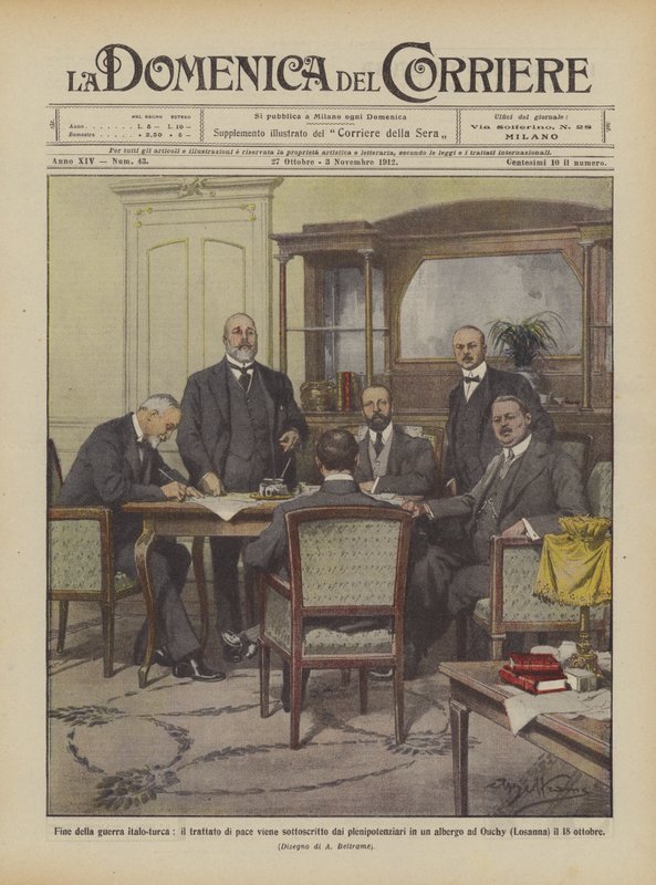 Slutet på det italiensk-turkiska kriget, är fredsavtalet undertecknat av de befullmäktigade? av Achille Beltrame