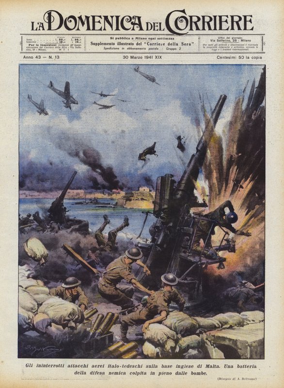 De oavbrutna italiensk-tyska flyganfallen mot den engelska basen på Malta av Achille Beltrame