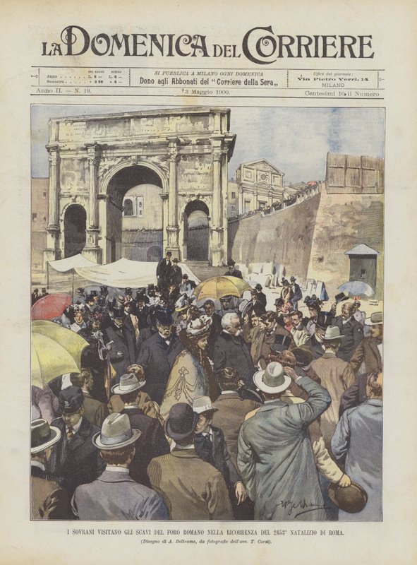Suveränerna besöker utgrävningarna av Forum Romanum på 2653-årsdagen av Rom av Achille Beltrame