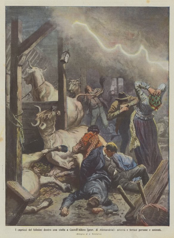Blixtens nycker inne i ett stall i CastellAlfero (provinsen Alessandria), landar och gör ont? av Achille Beltrame