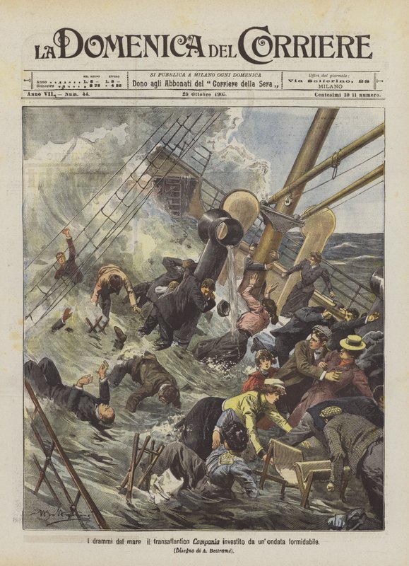 Havets tragedier det transatlantiska Kampanien drabbades av en formidabel våg av Achille Beltrame