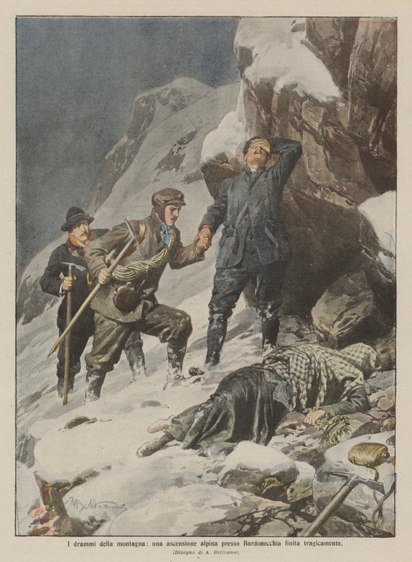 Bergets dramer, en alpin klättring nära Bardonecchia som slutade tragiskt av Achille Beltrame