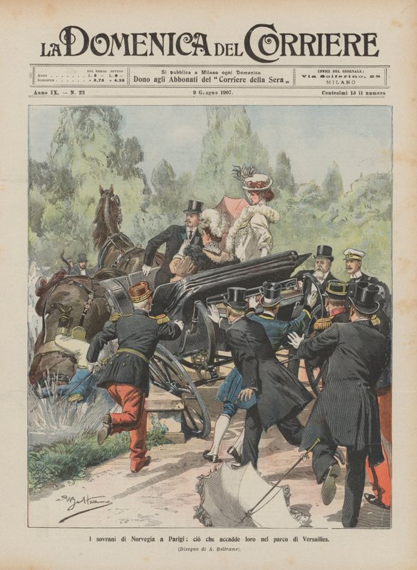 Norges härskare i Paris, vad hände med dem i parken i Versailles av Achille Beltrame