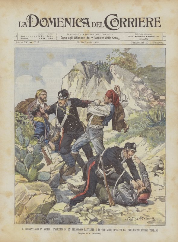 Brigandage på Sicilien, arresteringen av en farlig flykting och tre andra opererade av? av Achille Beltrame