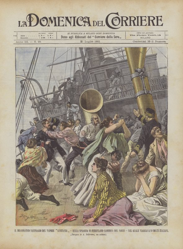 Lusitania Vapors dramatiska skeppsbrott, på Ferryland Beach (Nordamerika)? av Achille Beltrame