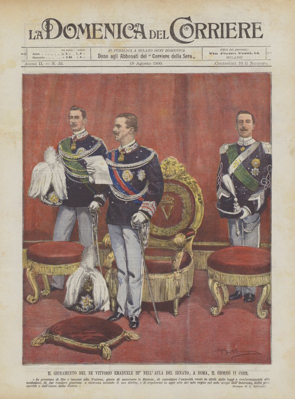 Kung Vittorio Emanuele III:s ed ° I Senatshallen, Rom, Dag 11 Corr av Achille Beltrame