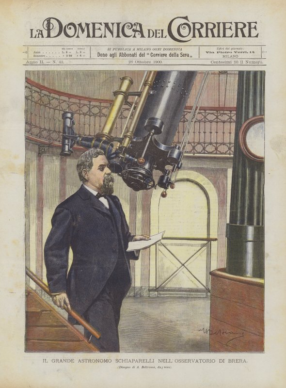 Den store astronomen Schiaparelli i Brera-observatoriet av Achille Beltrame