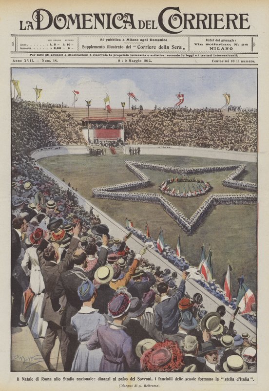 Roms jul på Nationalstadion, framför Suveränernas låda, skolbarn? av Achille Beltrame