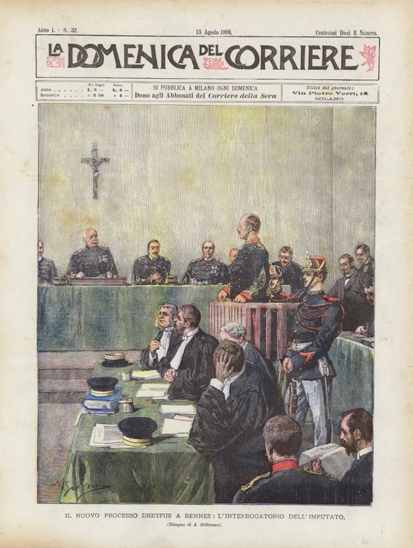 Den nya Dreyfus-rättegången i Rennes, förhöret med den tilltalade av Achille Beltrame