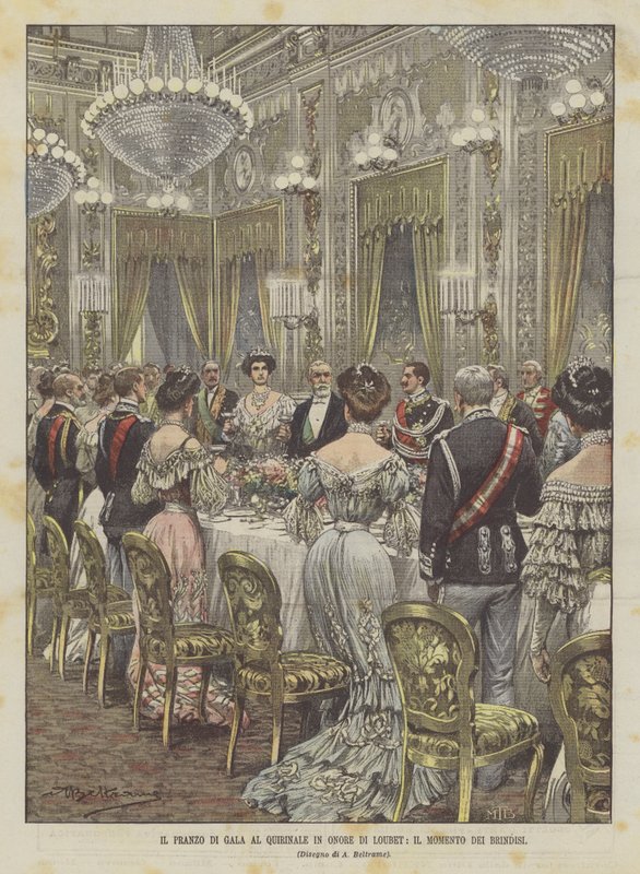 Galalunchen på Quirinale till Loubets ära, The Moment of Toasts av Achille Beltrame