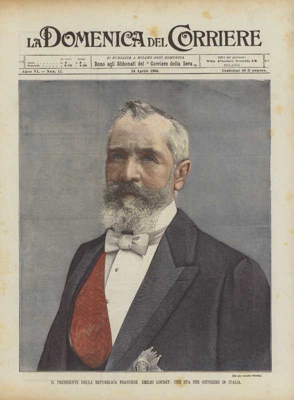 Republikens president Emilio Loubet, som är på väg att komma till Italien av Achille Beltrame