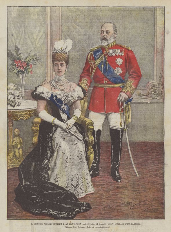 Prins Albert Edward och prinsessan Alexandra av Wales, New Sovereigns of England av Achille Beltrame