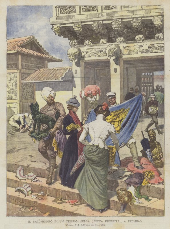 Plundringen av ett tempel i den förbjudna staden i Beijing av Achille Beltrame