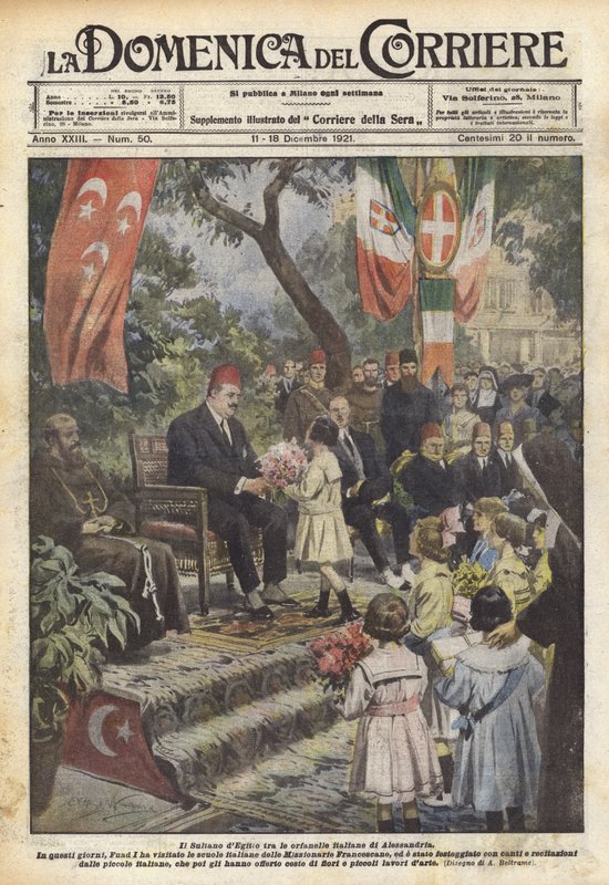 Sultanen av Egypten bland de italienska föräldralösa barnen i Alexandria av Achille Beltrame