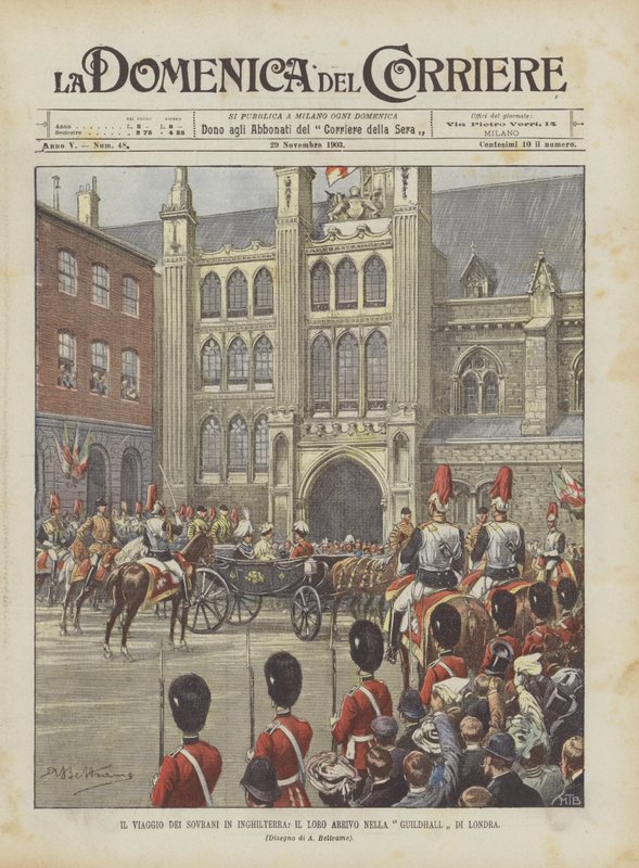 Suveränernas resa till England, deras ankomst till Londons Guildhall av Achille Beltrame