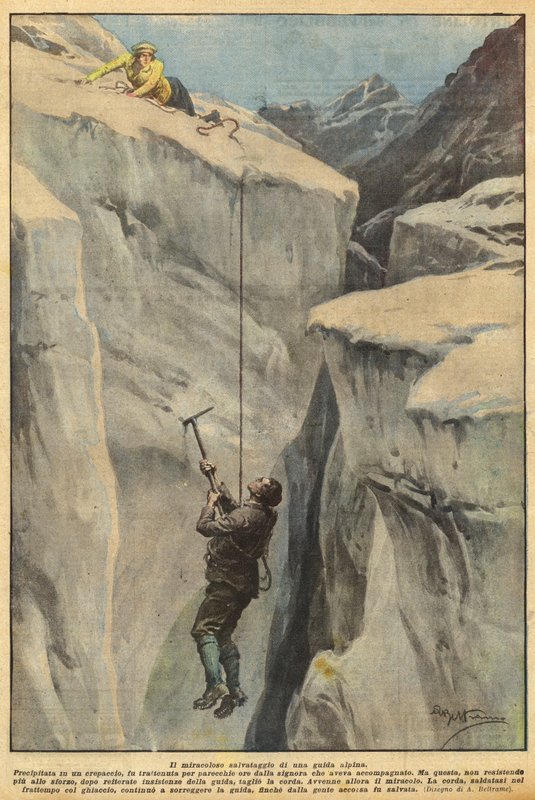 Den mirakulösa räddningen av en bergsguide av Achille Beltrame