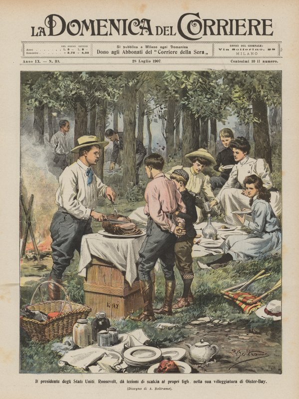 Ger USA:s president Roosevelt sina egna barn sparklektioner i sina egna? av Achille Beltrame